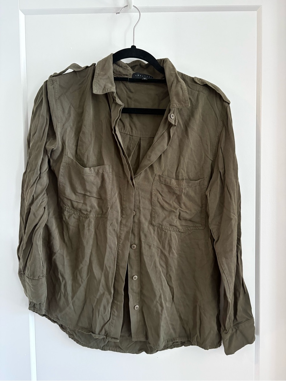 Sanctuary Olive Green Shirt with Patch Pockets
